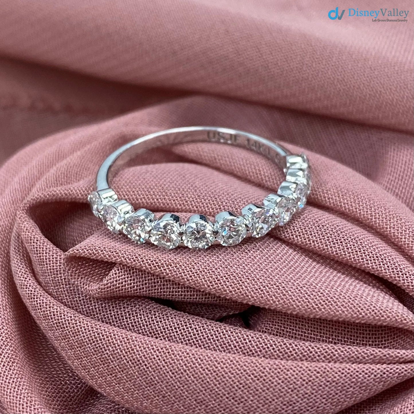 1 Carat Lab Grown Diamond Half Eternity Wedding Ring DisneyValley