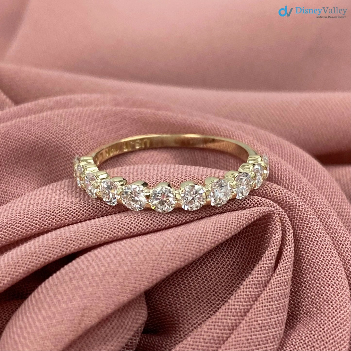 1 Carat Lab Grown Diamond Half Eternity Wedding Ring DisneyValley