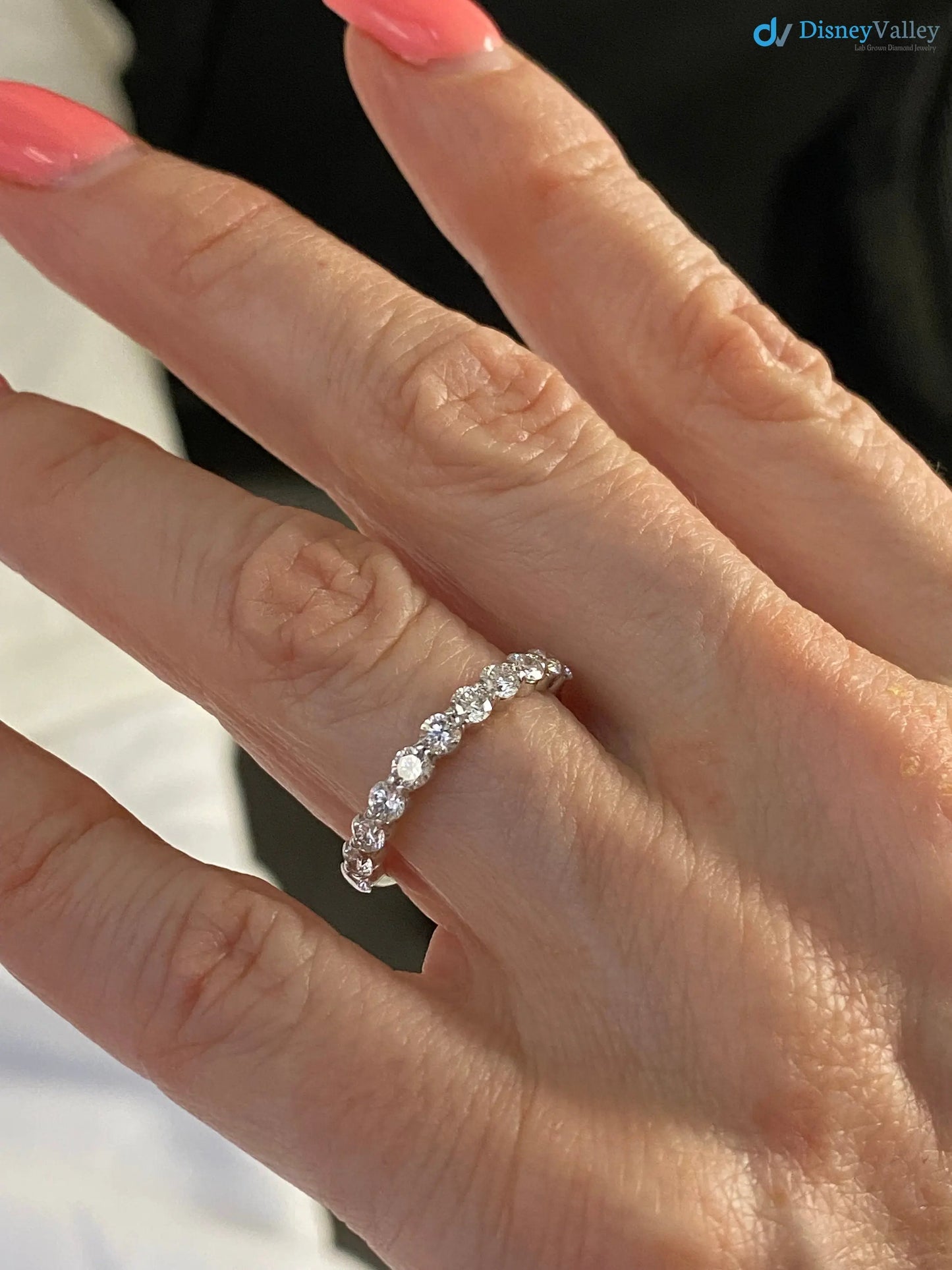 1 Carat Lab Grown Diamond Half Eternity Wedding Ring DisneyValley