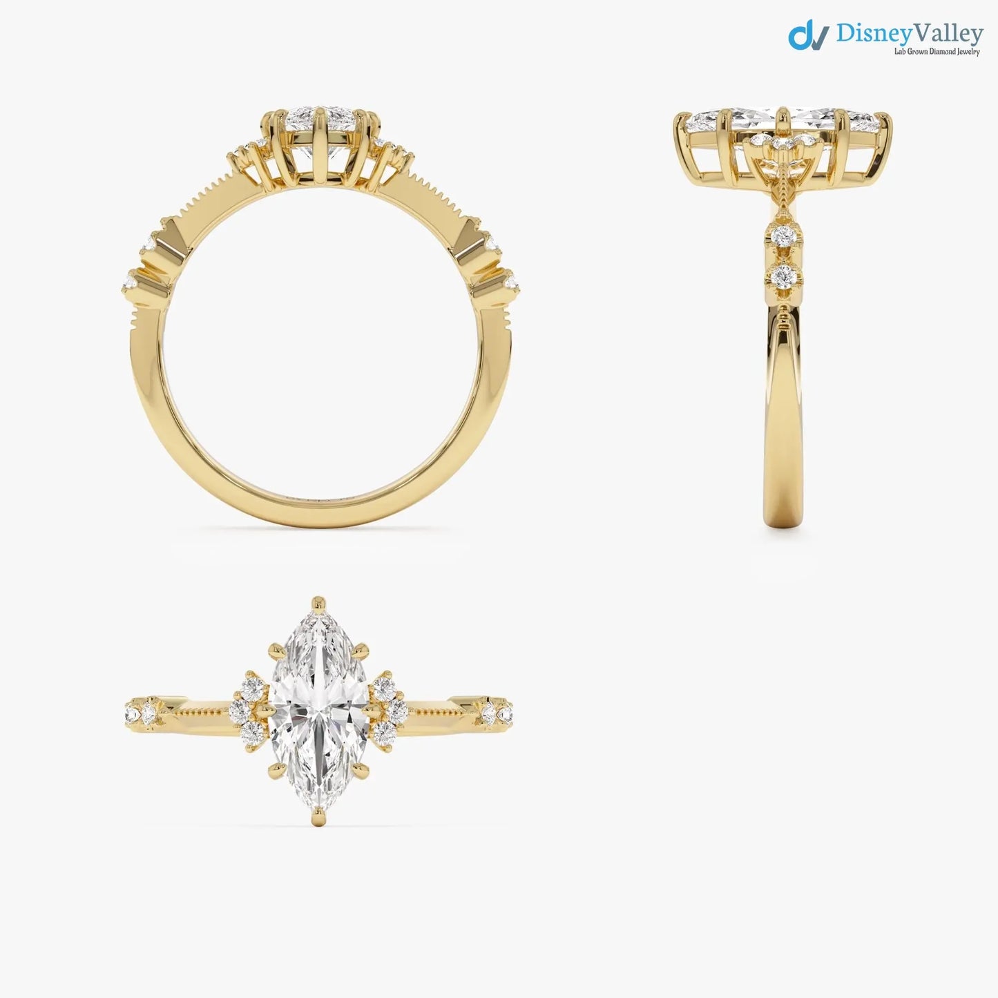 1.10 ctw Marquise Lab Grown Diamond Engagement Ring - DisneyValley
