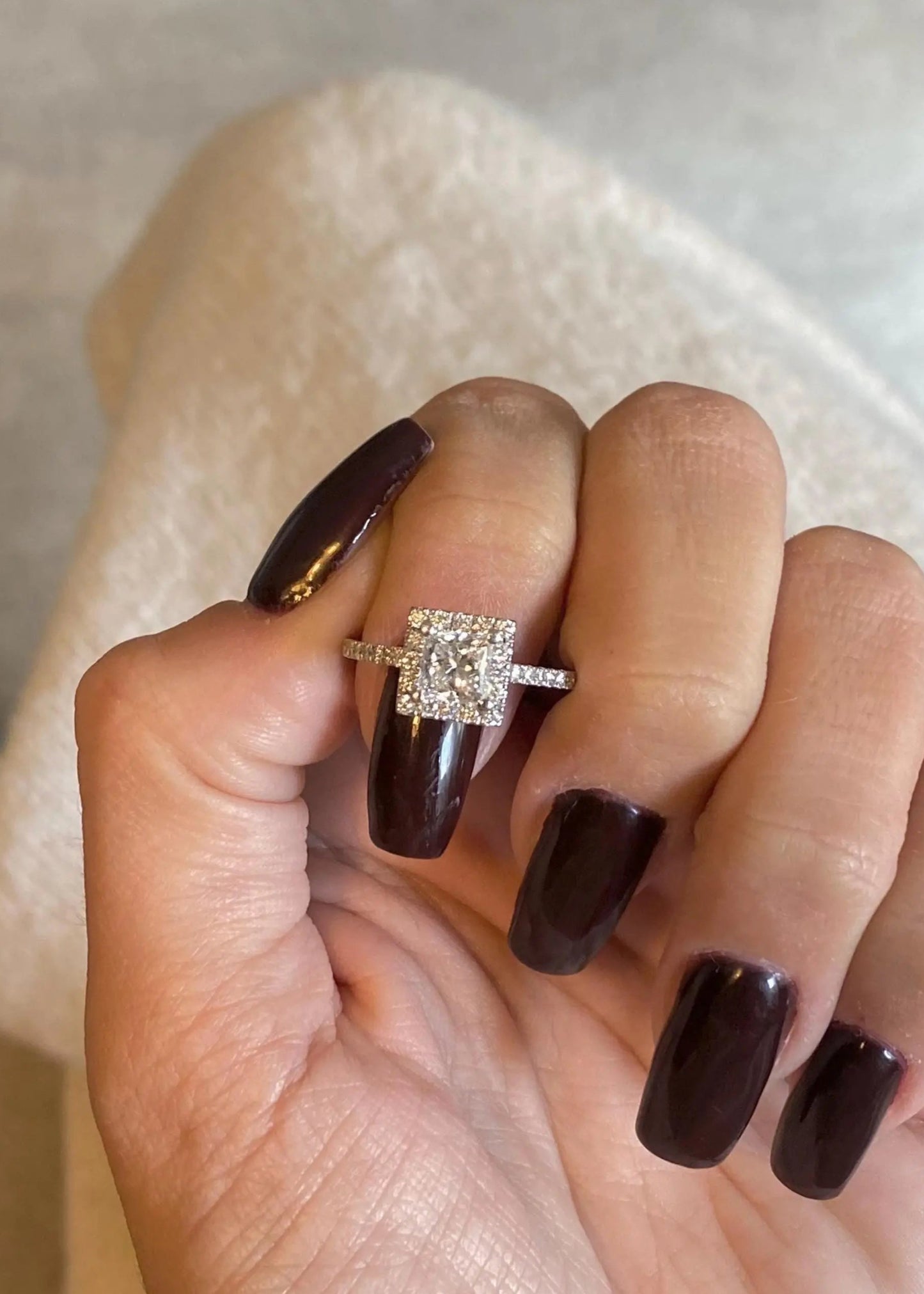 1.5 ct IGI Certified Princess Cut Lab Grown Diamond Halo Engagement Ring - DisneyValley