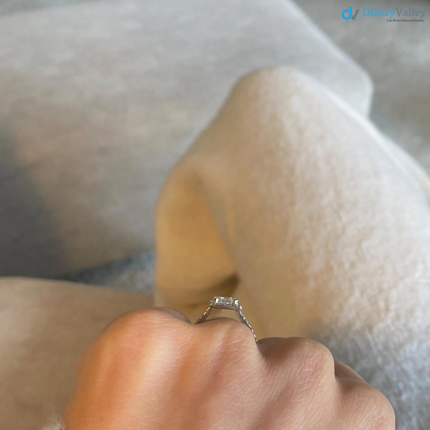 1.5 ct IGI Certified Princess Cut Lab Grown Diamond Halo Engagement Ring - DisneyValley