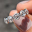 Round Rose Cut 5 Stone Wedding Band With Milgrain Set