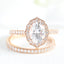 1.50CT Oval Cut Moissanite Halo Bridal Ring Set