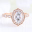 1.50 CT Vintage Oval Cut Moissanite Halo Engagement Ring