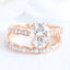2.0CT Oval Moissanite Vintage Halo Bridal Ring Set