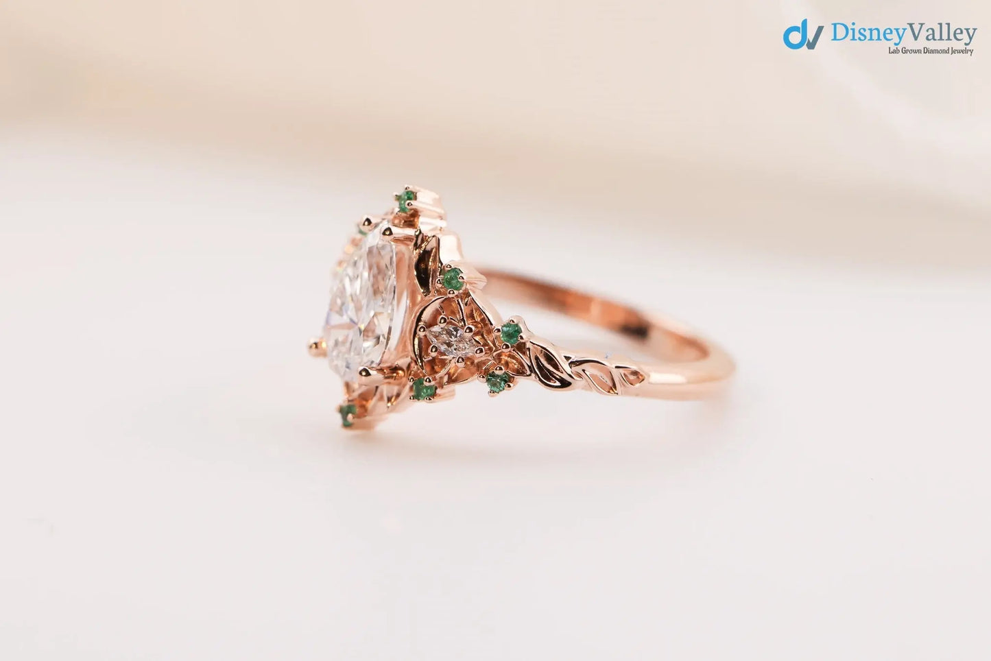 2 caret pear center lab grown with Briar moon three stone rings DisneyValley