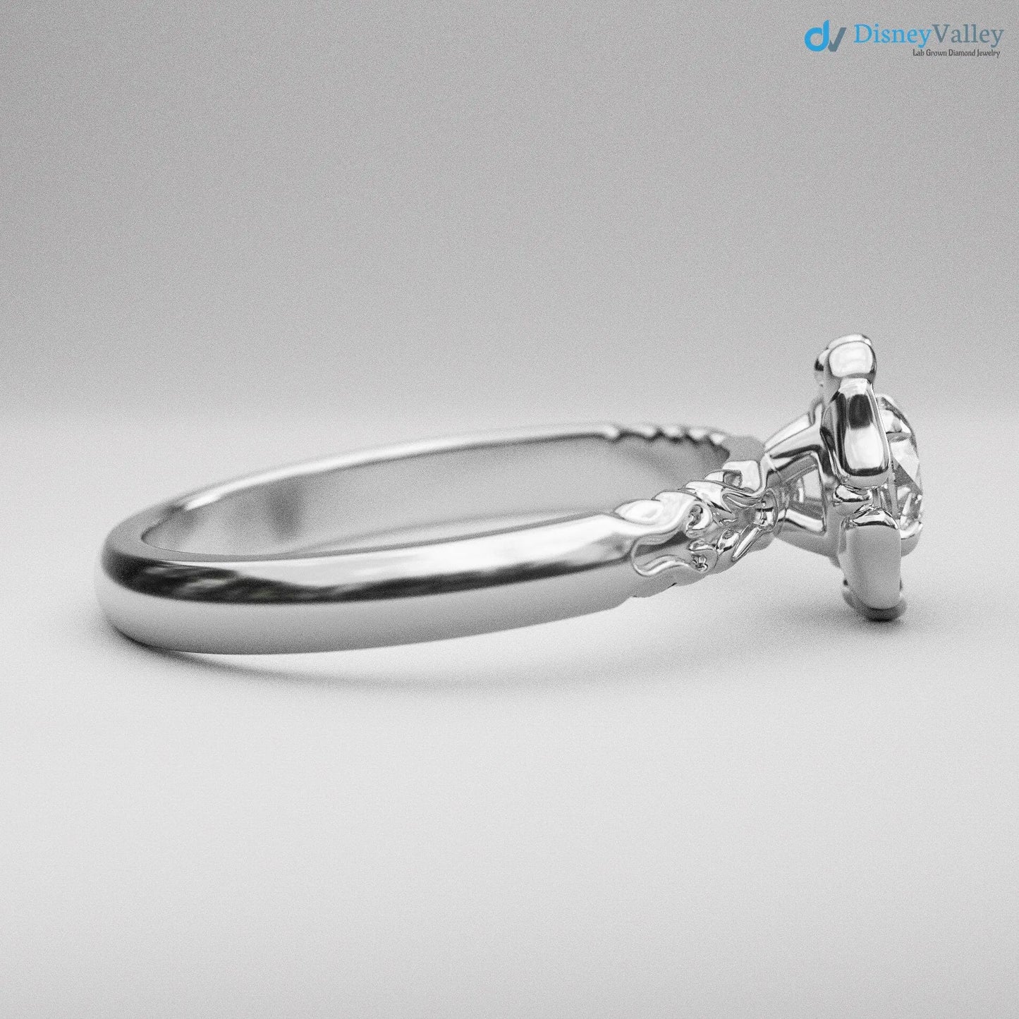 Antique Styling Flower Petals Halo Diamond Engagement Ring - DisneyValley