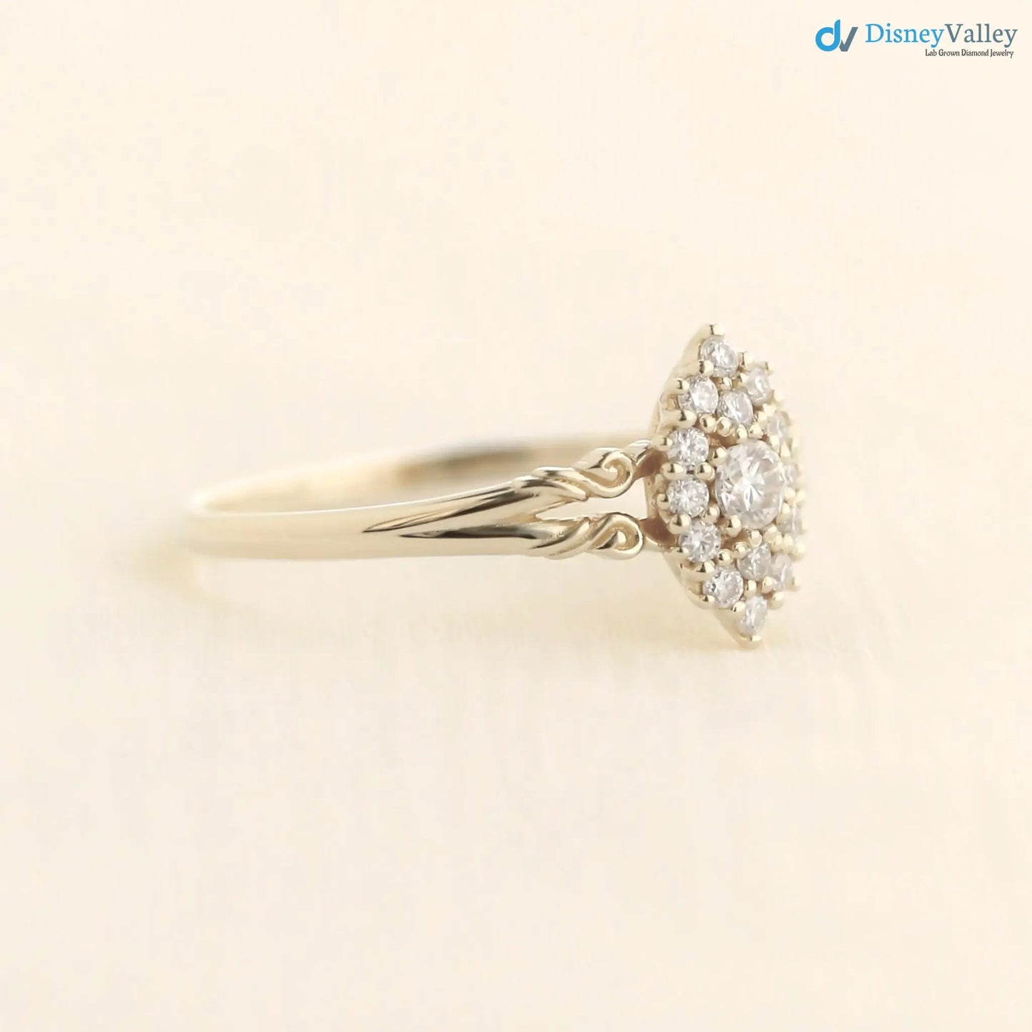 Aphrodite engagement ring, vintage lab grown diamond ring DisneyValley