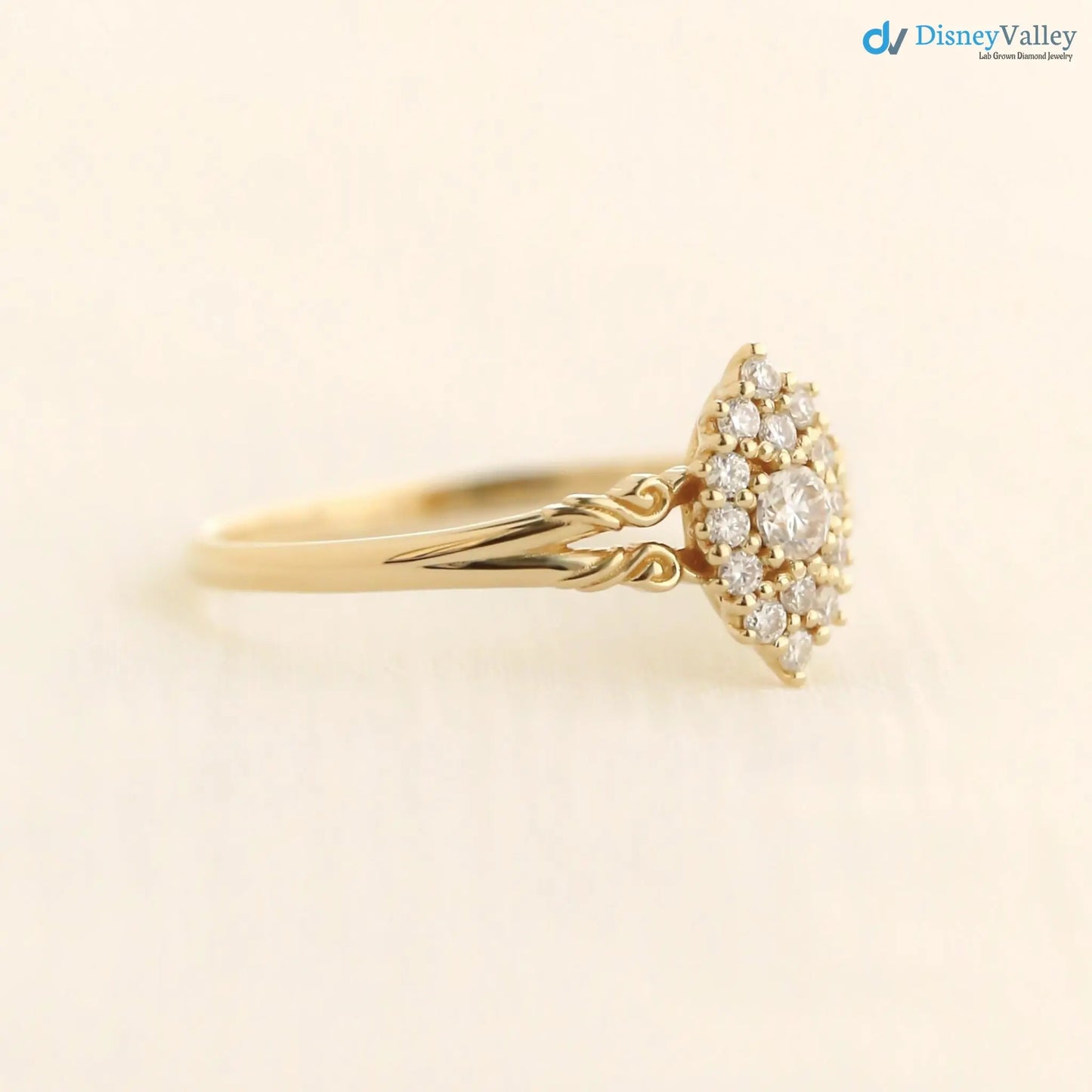 Aphrodite engagement ring, vintage lab grown diamond ring DisneyValley
