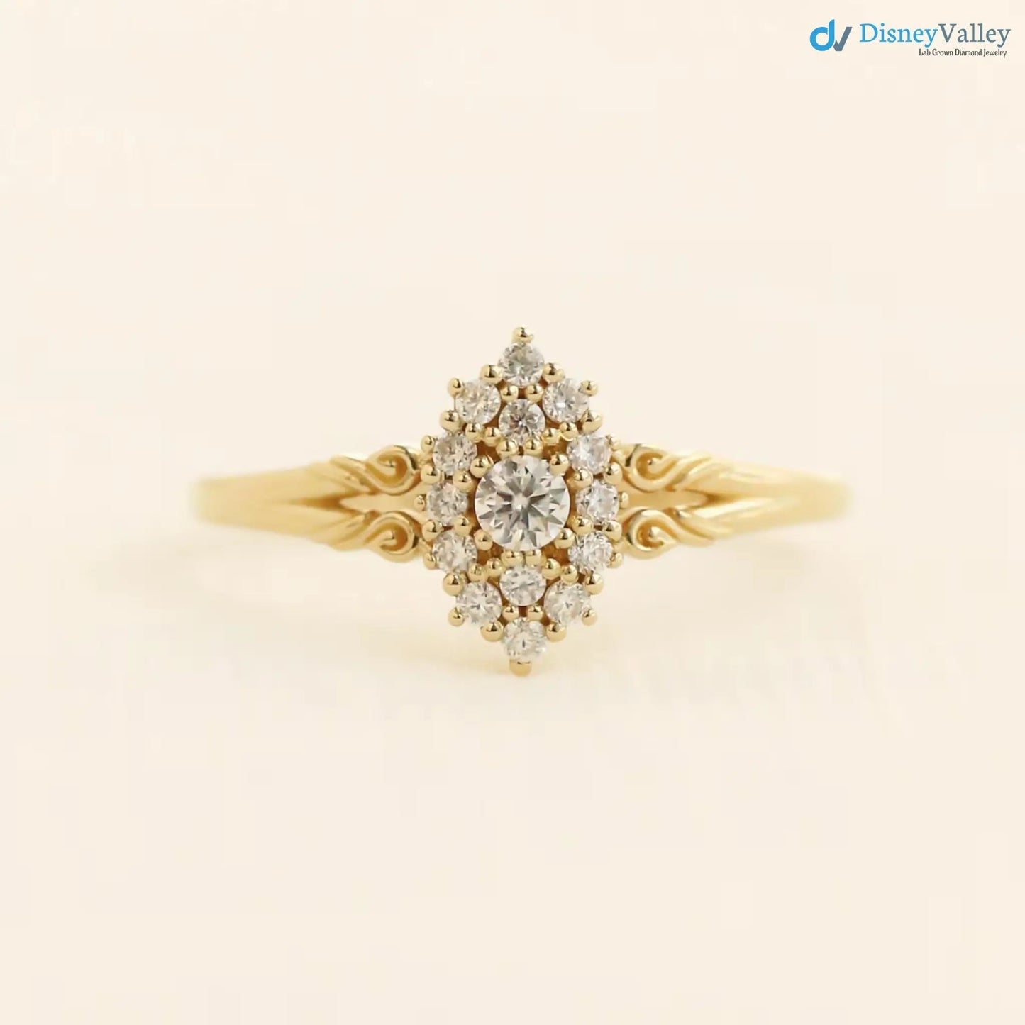 Aphrodite engagement ring, vintage lab grown diamond ring DisneyValley