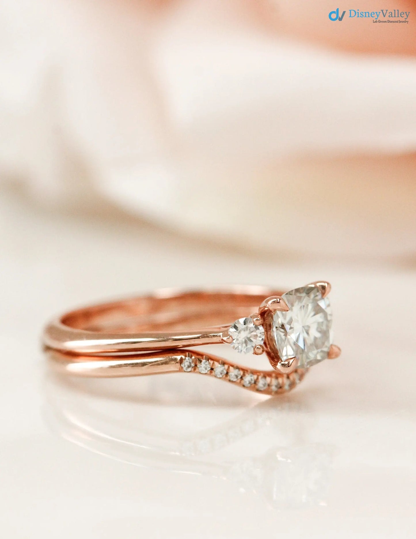 Colorless Cushion lab grown Alternative Bridal Engagement Ring - DisneyValley