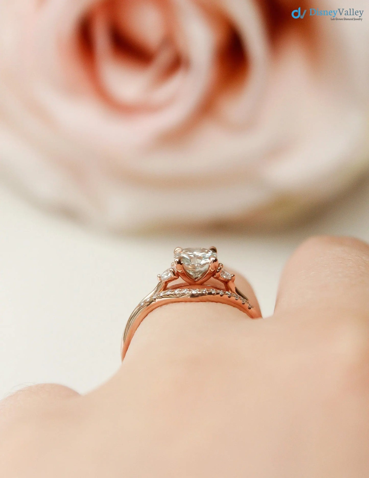 Colorless Cushion lab grown Alternative Bridal Engagement Ring - DisneyValley