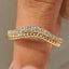 Round Diamond Curved Wedding Band with Double Row