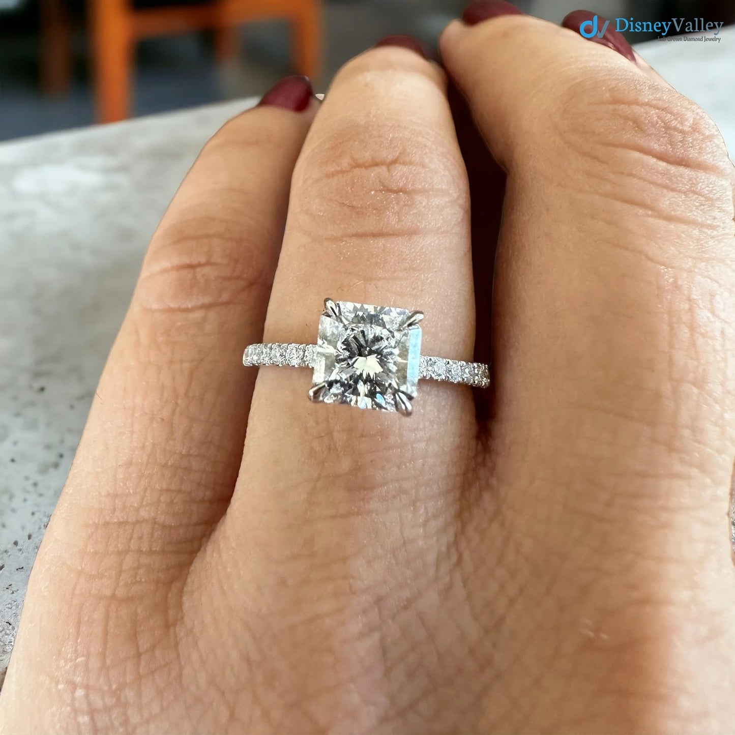 1.5 ct Lab Grown Diamond Ring , Princess Cut Engagement Ring - DisneyValley