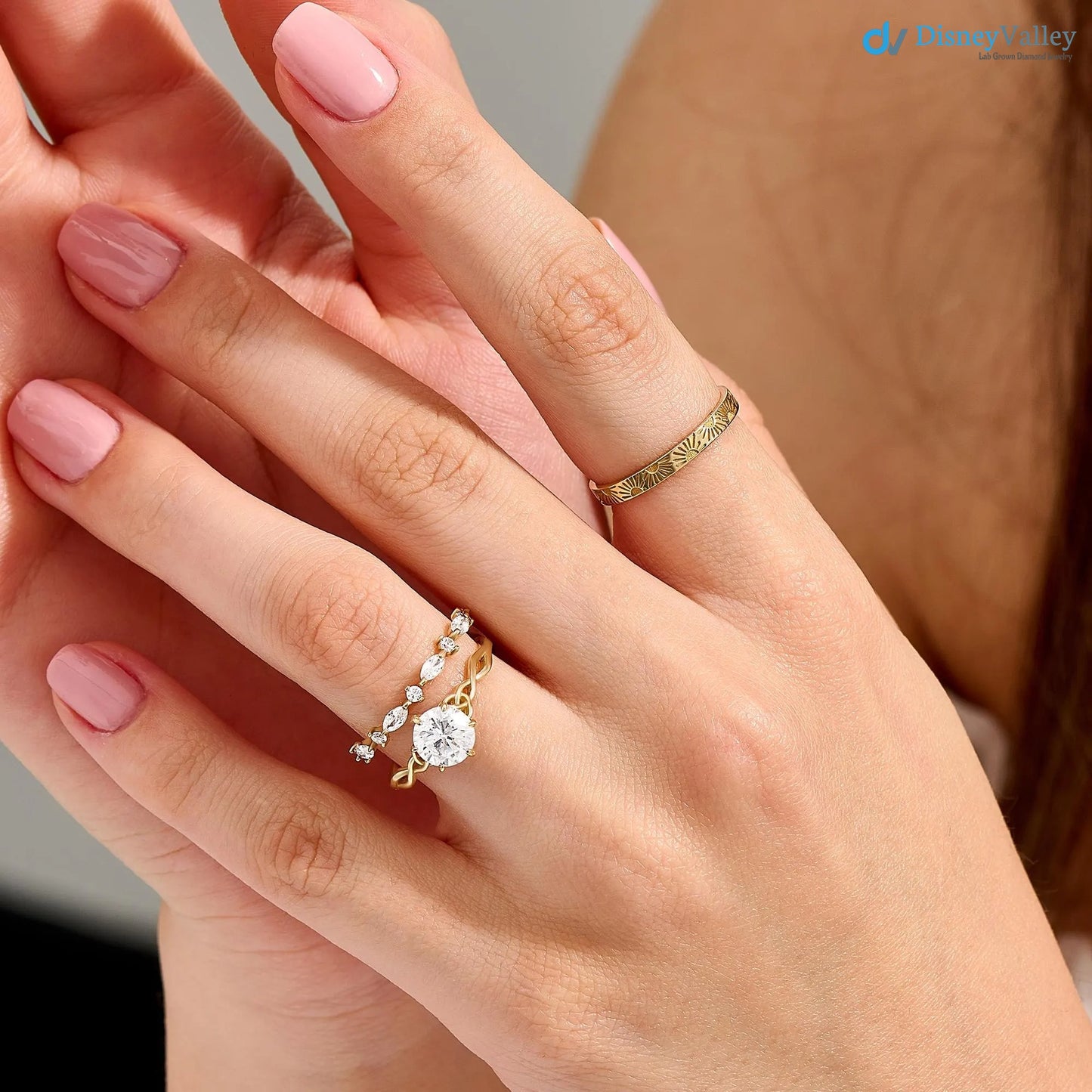 Celtic Knot Engagement Ring, Solid Gold Round Solitaire Ring, Twisted Irish Ring - DisneyValley