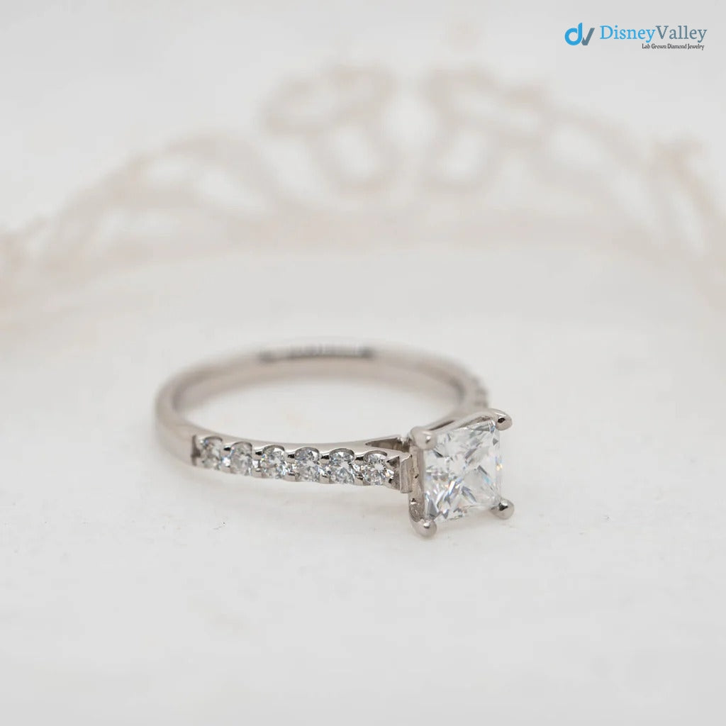 The Estella Ring Lab Diamond Princess Shoulder Set Engagement Ring - DisneyValley