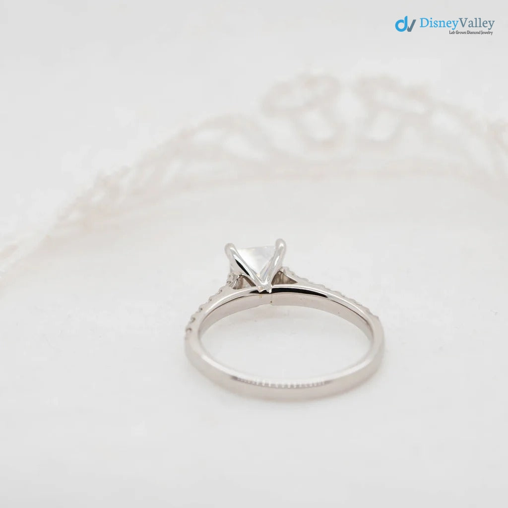 The Estella Ring Lab Diamond Princess Shoulder Set Engagement Ring - DisneyValley