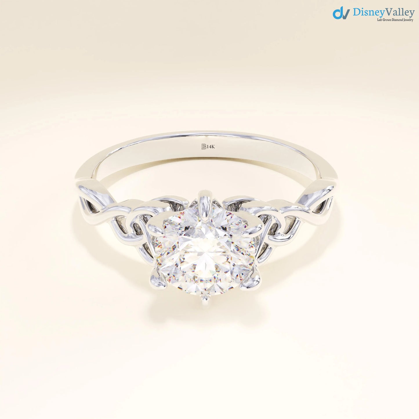 Celtic Knot Engagement Ring, Solid Gold Round Solitaire Ring, Twisted Irish Ring - DisneyValley