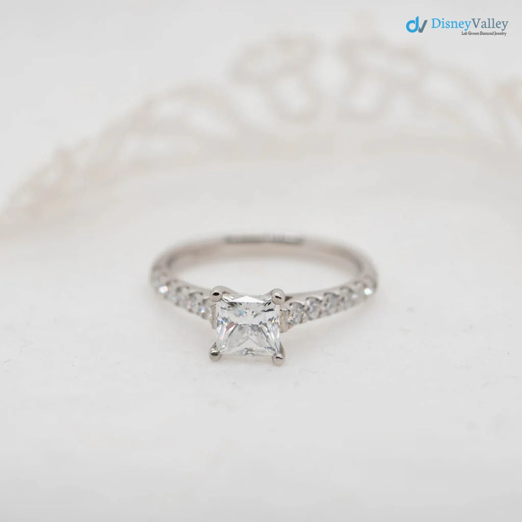 The Estella Ring Lab Diamond Princess Shoulder Set Engagement Ring - DisneyValley
