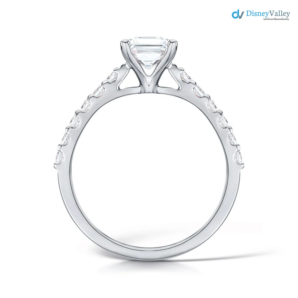 The Estella Ring Lab Diamond Princess Shoulder Set Engagement Ring - DisneyValley