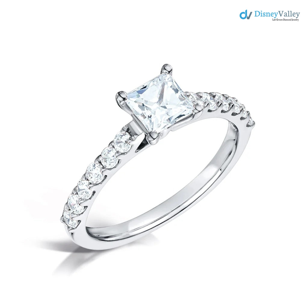The Estella Ring Lab Diamond Princess Shoulder Set Engagement Ring - DisneyValley