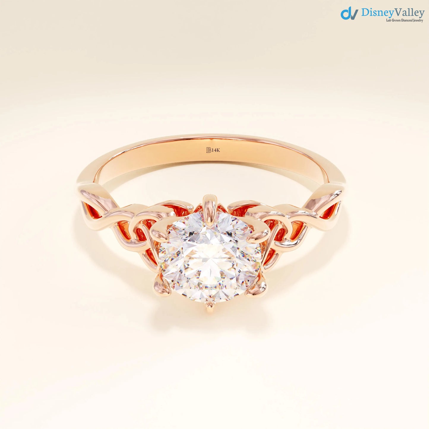 Celtic Knot Engagement Ring, Solid Gold Round Solitaire Ring, Twisted Irish Ring - DisneyValley