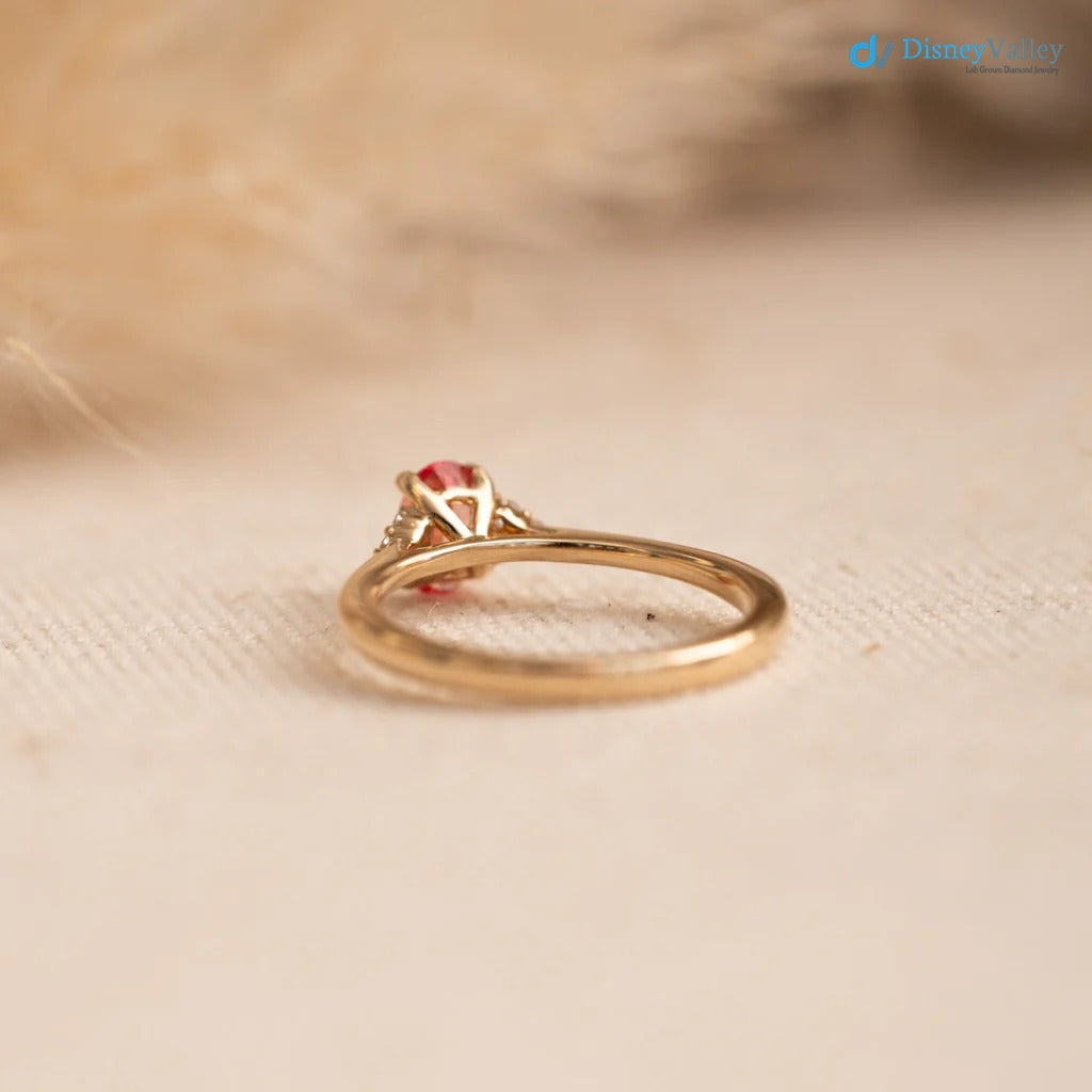 The Victoria Ring 0.84ct Oval Pink Sapphire & Lab Diamond Yellow Gold