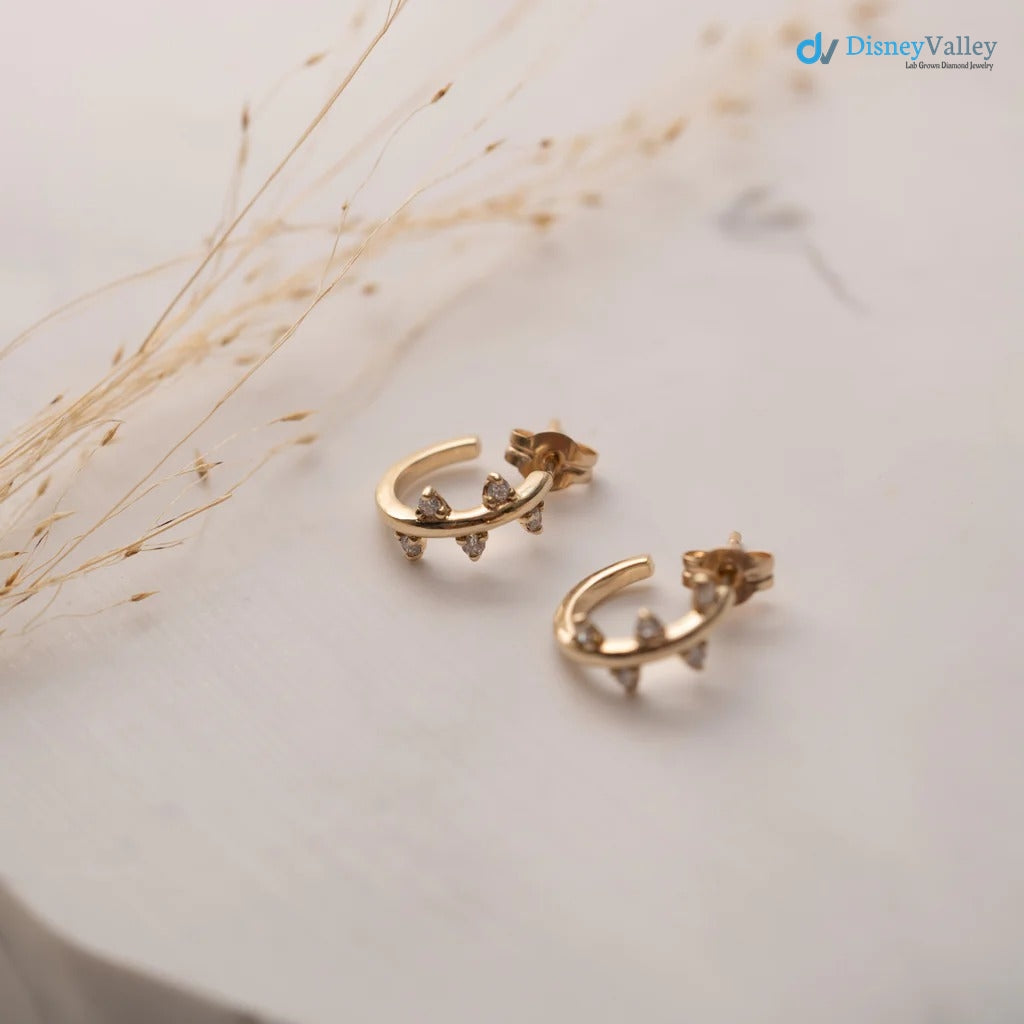The Bryher Earrings VS1 D-E Lab Diamonds Gold Huggies Earring