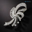 Art Deco Edwardian ribbons shimmering with diamond 925 sterling silver brooch