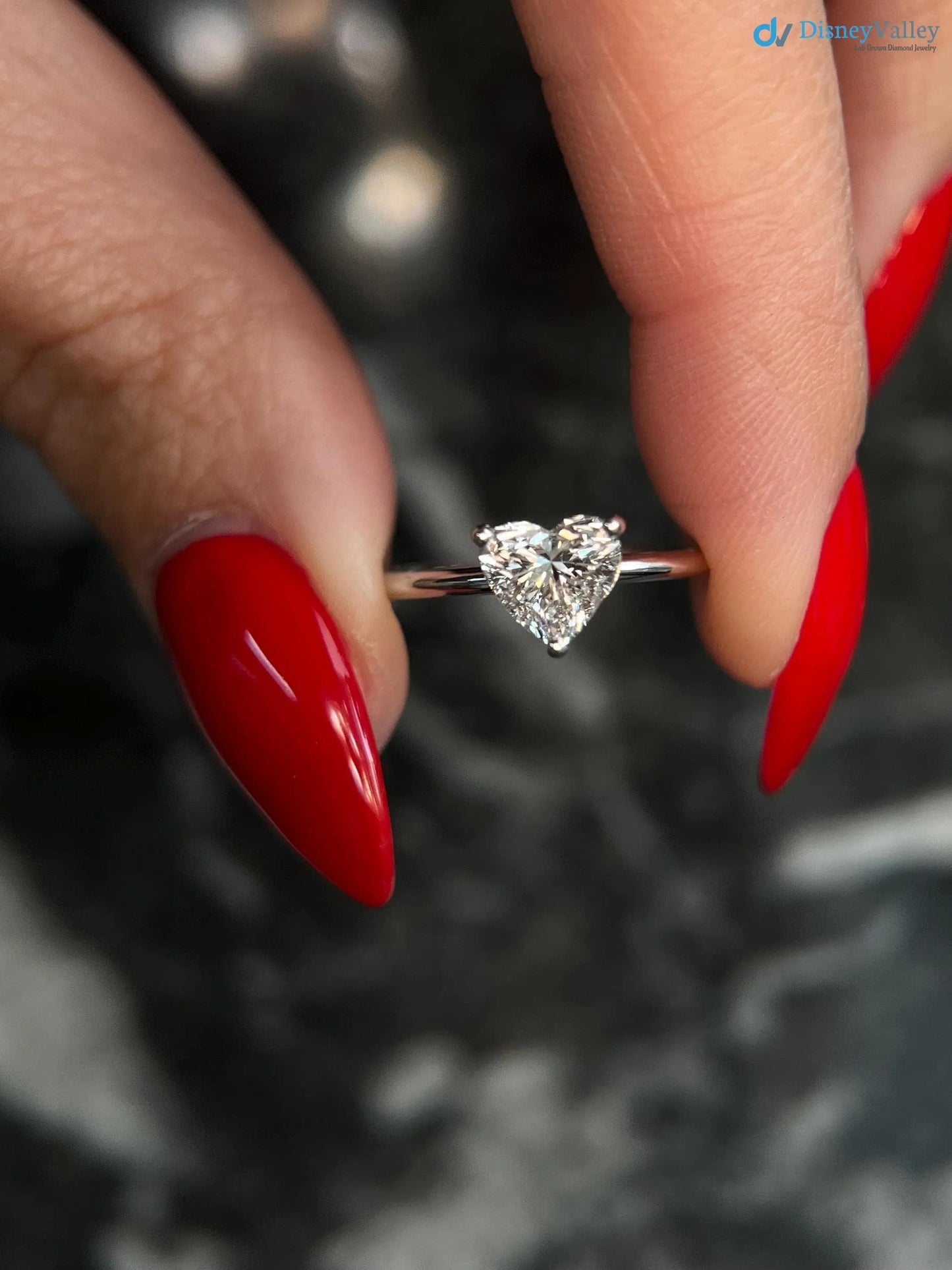 Heart Shaped 1 ct IGI Certified Lab Grown Diamond Solitaire Engagement Ring - DisneyValley