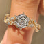 Nature Inspired Hexagon Cut Engagement Ring in Cluster Setting