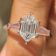 Hexagon Cut Three Stone Engagement Ring with Pink Side Stone