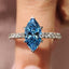 Blue Marquise Diamond Engagement Ring With Pave Setting