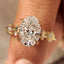 Nature Inspired Oval Diamond Ring in Leaf Style Prong