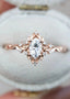 Oval Cut Lab Grown Diamond with Rose Floral Halo wedding rings DisneyValley