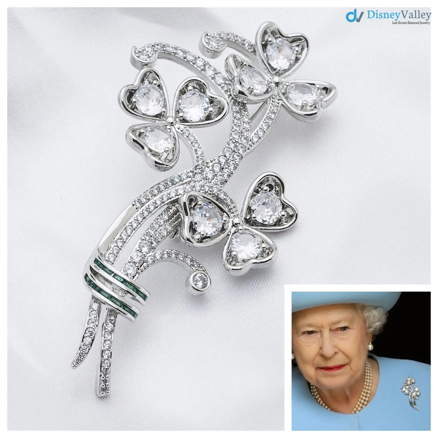 Queen Elizabethβs Irish Shamrock Diamond Jubilee National Emblem Brooch DisneyValley