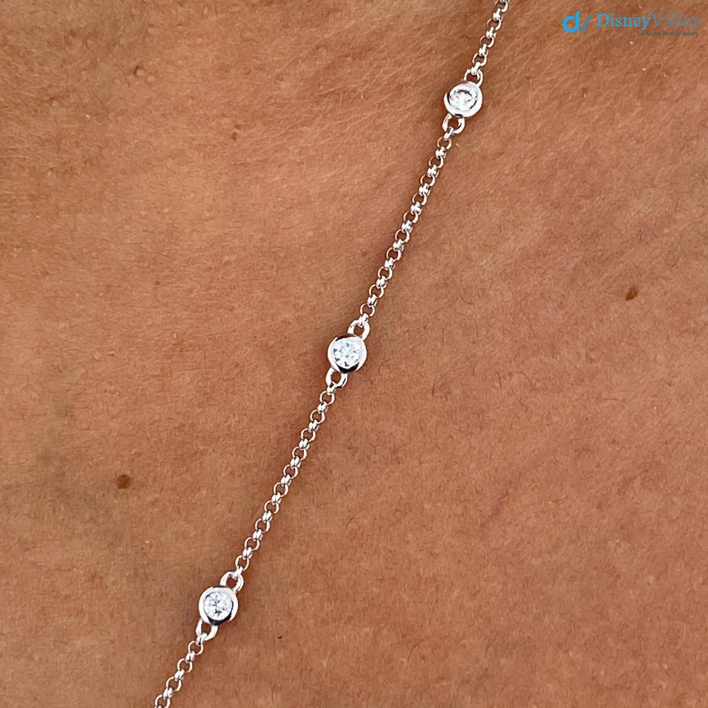 Real White Gold Diamond Necklace 0.89 Carat Lab-Created Diamond DisneyValley