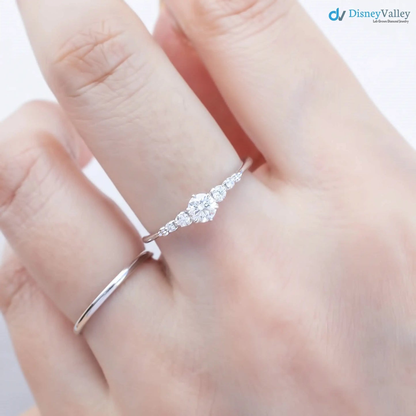 Round Brilliant Cut lab grown Diamond Dainty engagement ring - DisneyValley
