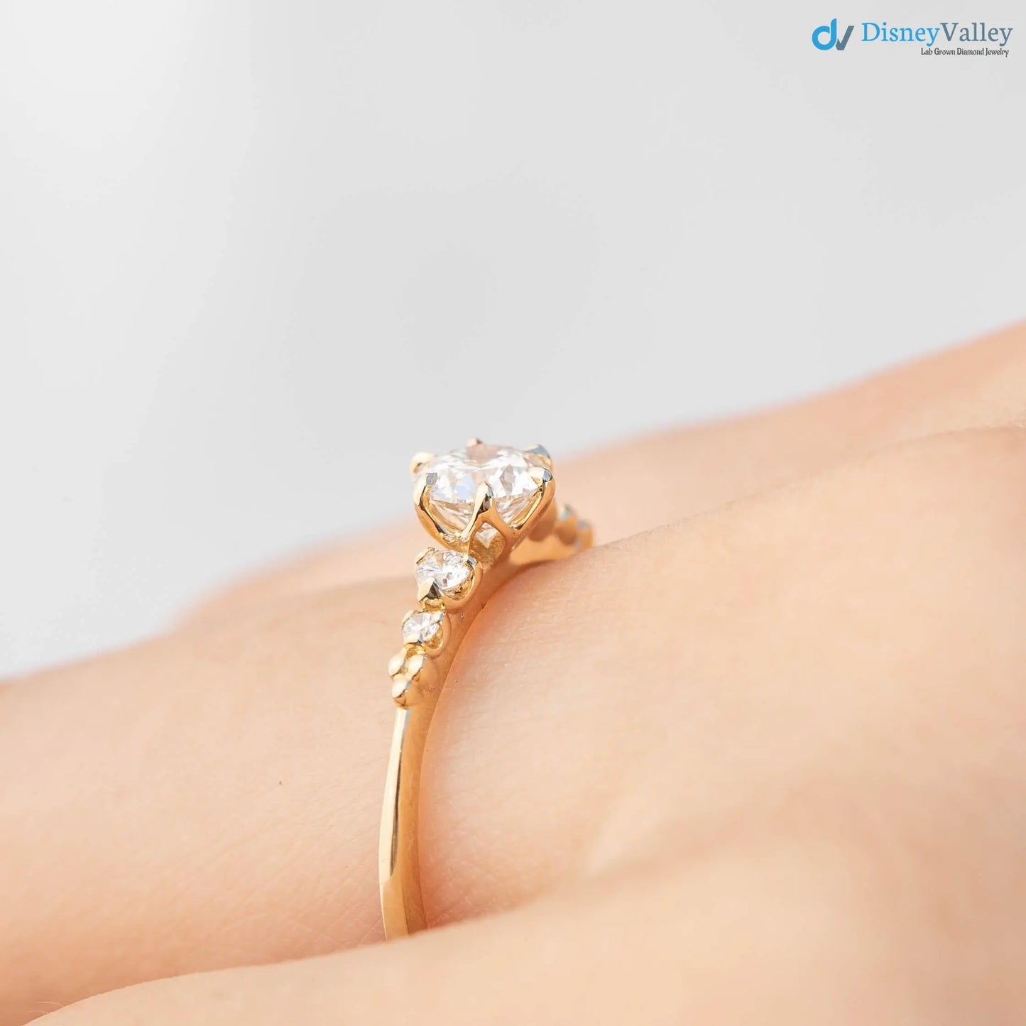 Round Brilliant Cut lab grown Diamond Dainty engagement ring - DisneyValley