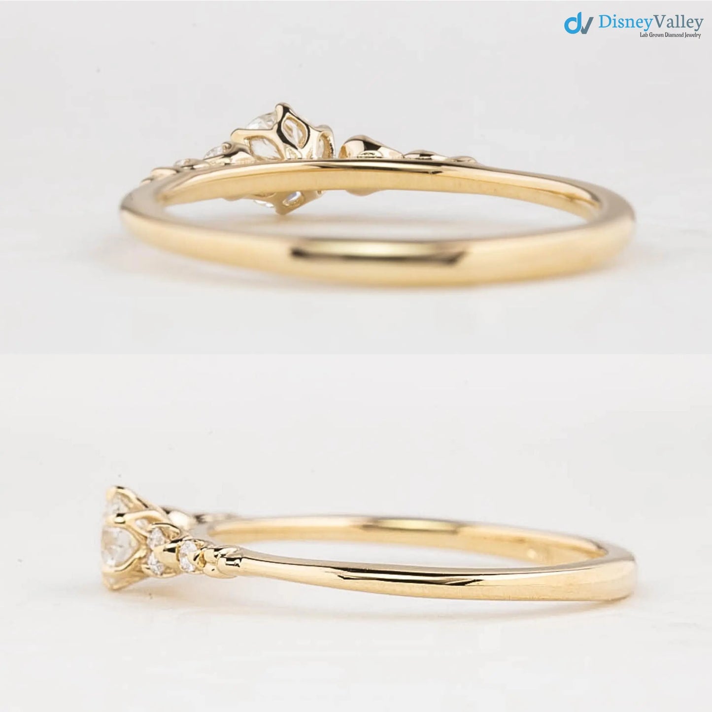 Round Brilliant Cut lab grown Diamond Dainty engagement ring - DisneyValley