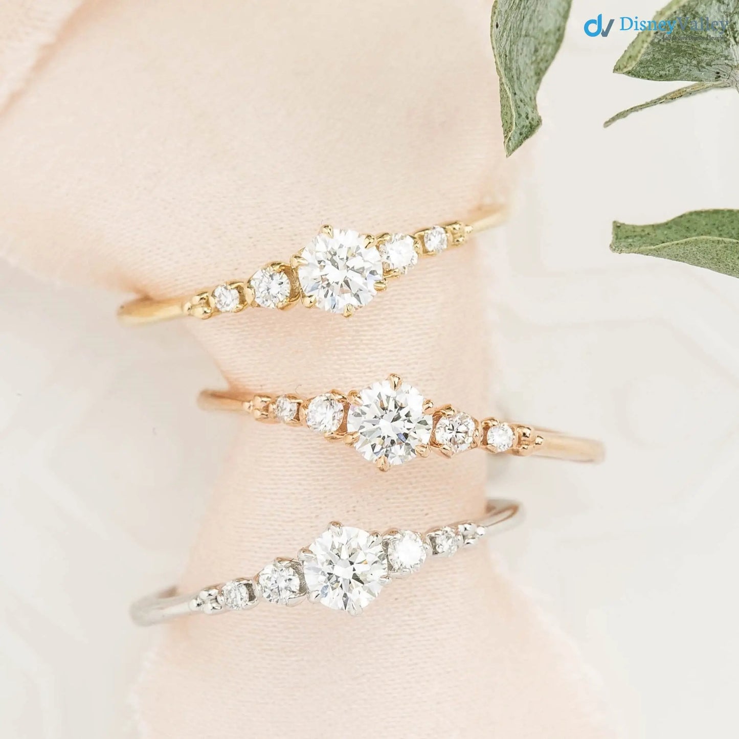 Round Brilliant Cut lab grown Diamond Dainty engagement ring - DisneyValley