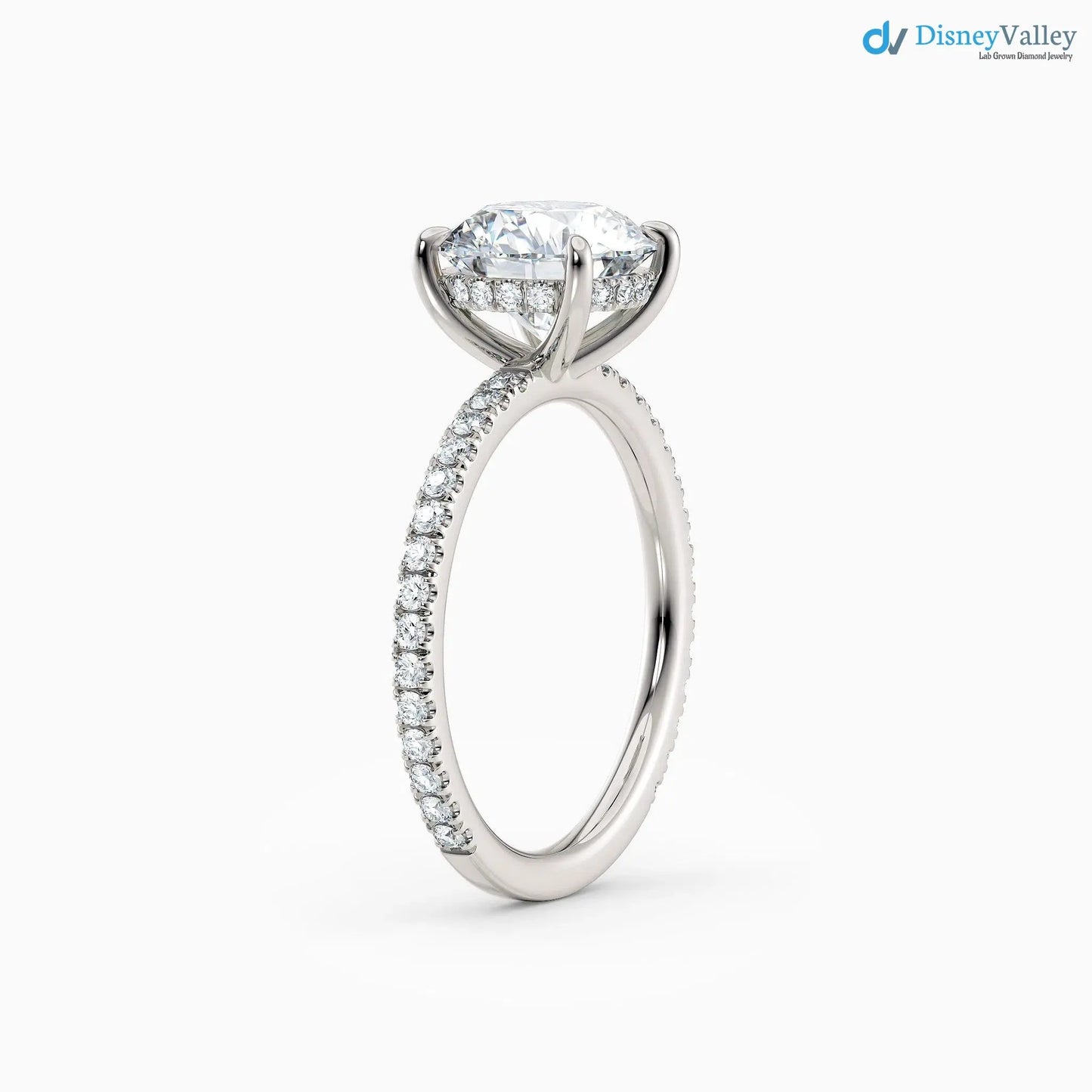 Round Cut lab grown with Hidden Halo wedding ring - DisneyValley