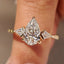 Pear and Kite Cut Three Diamond Ring with Art Deco Band