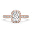 Radiant Cut Pave Set Diamond Ring With Halo Setting