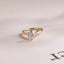 Solid Gold Minimalist Flower Oval Moissanite Engagement Ring, Promise Ring