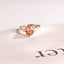 Solid Gold Oval Cut Moissanite Pink Sapphire Engagement Ring with Pear Moissanite