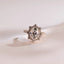 Solid Gold Floral Halo Oval Moissanite Half Eternity Engagement Ring