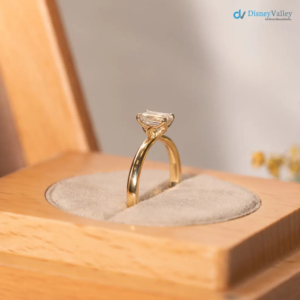 single stone emerald moissanite minimalist wedding ring - DisneyValley