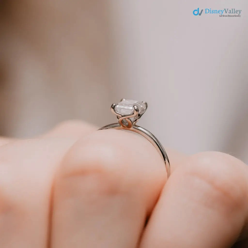 single stone emerald moissanite minimalist wedding ring - DisneyValley